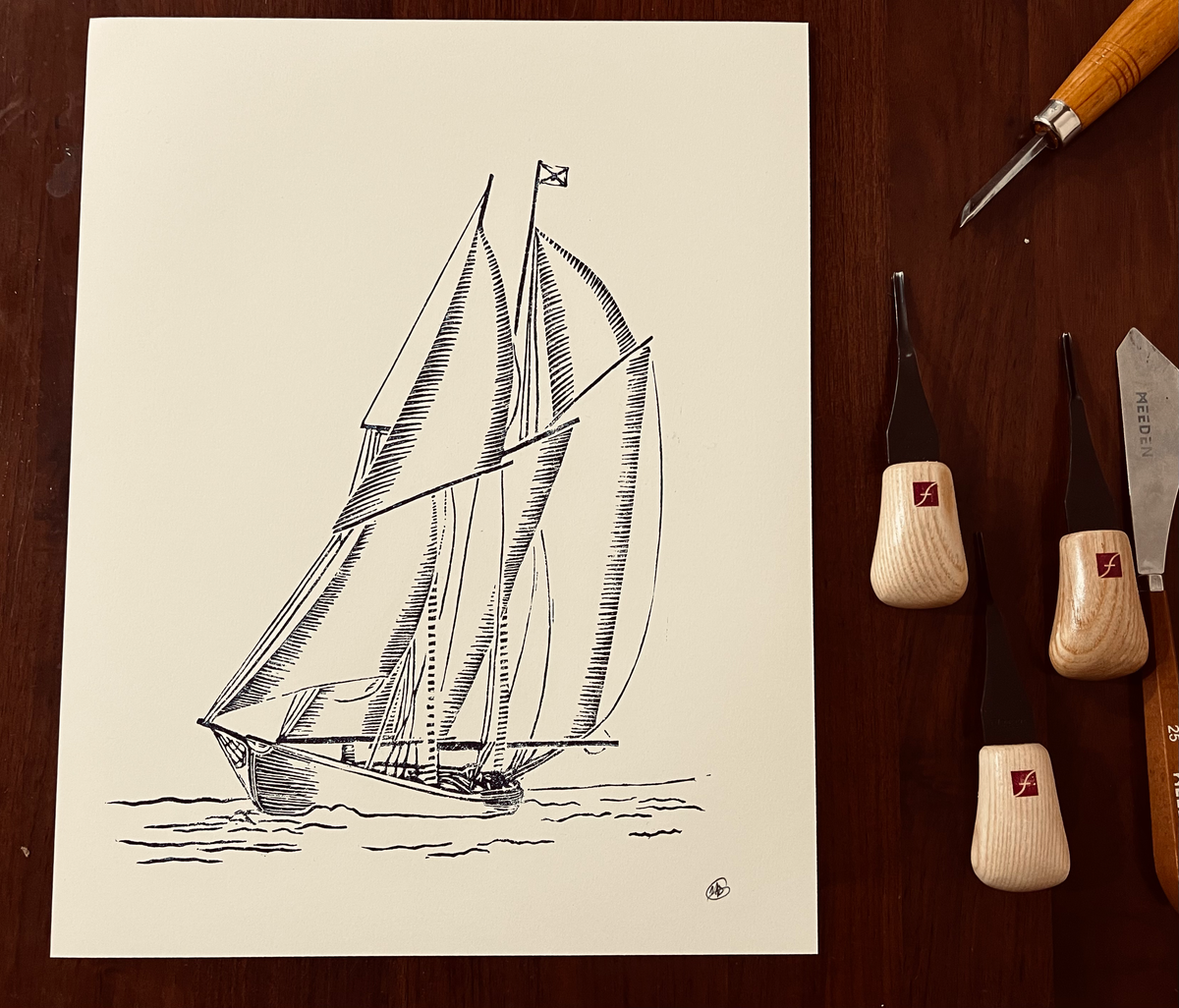 Sailing – Hand Carved & Printed