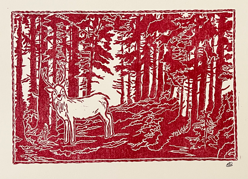 Forest Deer – Hand Carved & Printed