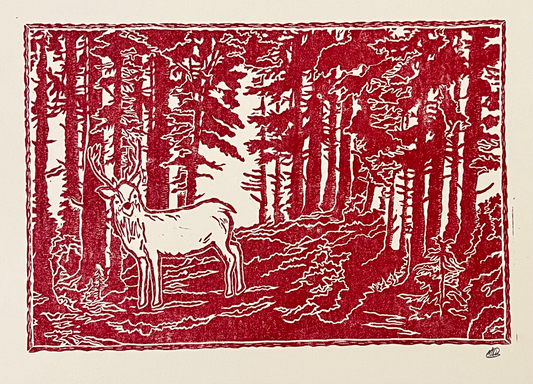 Forest Deer – Hand Carved & Printed
