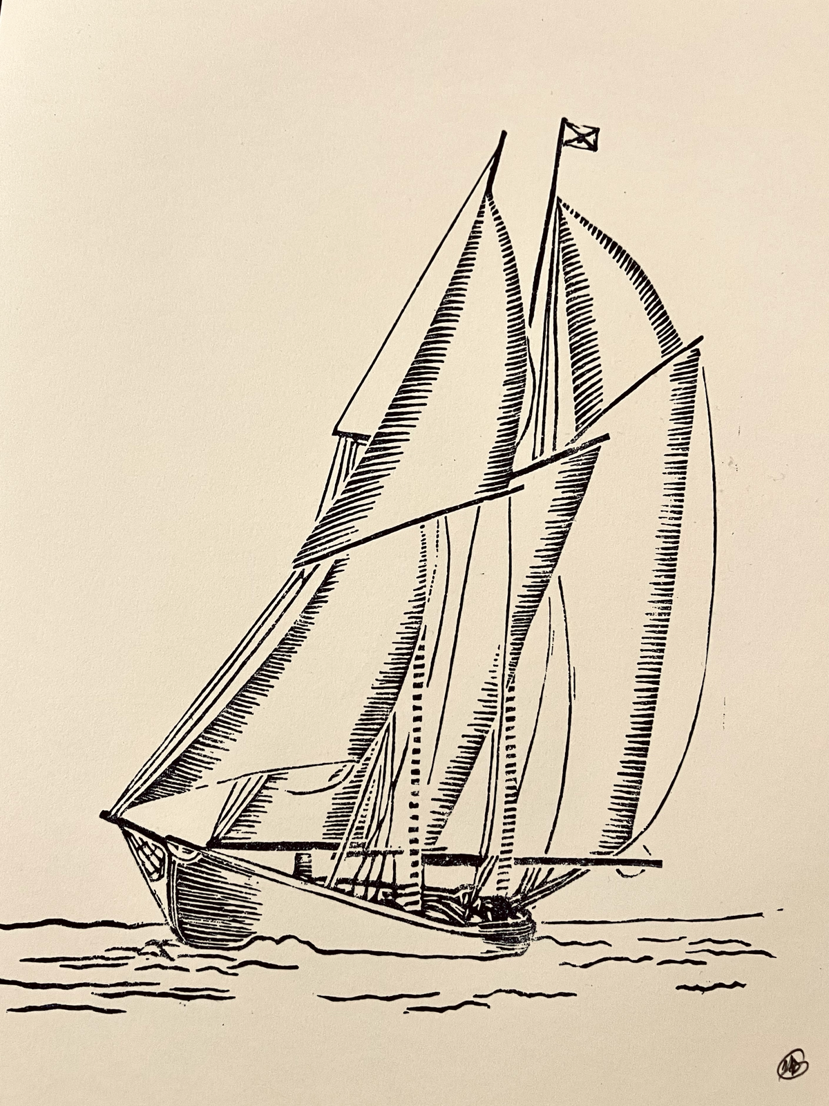 Sailing – Hand Carved & Printed